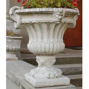 Casa Padrino baroque garden decorative flower pot white/gray 73 x 67 x H. 70 cm - Plant pot baroque - Baroque garden decoration - Baroque terrace decoration - Baroque decoration accessories