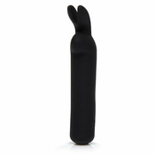 Sretni zec Bullet - punjivi vibrator u obliku štapica s motivom zeca (crni)