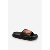 Childrens lightweight slippers with teddy bear, Black Lindeheta