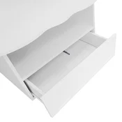 SONNENH Klubska mizica v obliki oblaka, bela, 100 x 60 x 40,5 cm, predal na pritisk z lokastim vzorcem in odprt predel, iz ivernih plošč