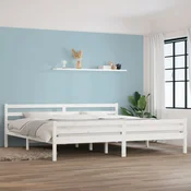 shumee vidaXL Posteljni okvir bel masiven les 200 x 200 cm