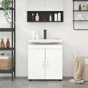 vidaXL Kabinet za umivalnik v kopalnici TULUM Bela z visokim sijajem
