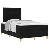 Vidaxl Postelja z vzmetnico z vzmetnico Črna 120 x 190 cm blago