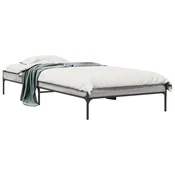 Vidaxl Posteljni okvir siva sonoma 75x190 cm inženirski les in kovina