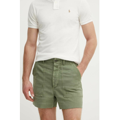 Pamučne kratke hlače Polo Ralph Lauren boja: zelena, bez uzorka, visoki struk, 211949934