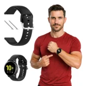 Pašček za Samsung Galaxy Watch 4 5 6 7 40mm/44mm/45mm/46mm/47mm Pro črne barve
