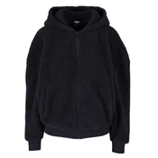Womens Oversized Sweatshirt Sherpa Zip Hoody Black