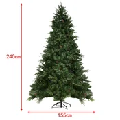 Costway Umetno borovo božično drevo z LED lučmi 240 cm s stojalom