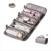INF Snemljiva 4-v-1 prenosna torbica za ličila velike prostornine - PU usnje Grey, (5000130529)