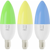 Immax NEO SMART set 3x LED žarnica E14 6W RGB+CCT barvna in bela, zatemnitev, Wi-Fi, TUYA