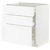 METOD / MAXIMERA Podni element s 3 fioke, bela Enköping/bela im. drveta, 80x60 cm