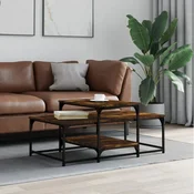 vidaXL vidaXL Klubska mizica dimljeni hrast 102x60x45 cm inženirski les, (20907913)