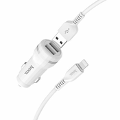 Hoco Z27 avto polnilec + Lightning kabel, bel