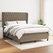 Greatstore Box spring postelja z vzmetnico taupe 140x200 cm blago
