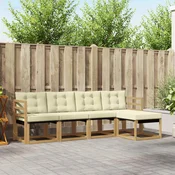 Set vanjskih sofa s jastukom 5 pcs Bijela i krem