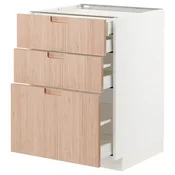 METOD/MAXIMERA Podstav omr 3lč/2nzk/1sre/1vsk prd, bela/Fröjered svetel bambus, 60x60 cm