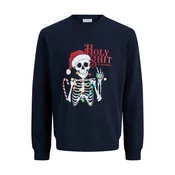 JACK & JONES Majica JJMERRY SKULL XMAS temno modra / svetlo zelena / brusnica / bela