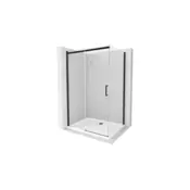 Mexen Omega drsna tuš kabina 100 x 80 cm, prozorna, črna + pladenj Flat, bel - 825-100-080-70-00-4010B