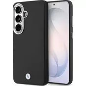BMW Signature PU Leather Metal Logo magnetni zadnji pokrov za Samsung Galaxy S26+ črn