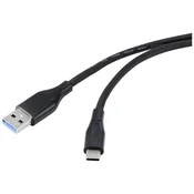 Renkforce Renkforce USB kabel USB 3.2 gen. 1 (USB 3.0) USB-A vtič\, USB-C® vtič 0.50 m črna PVC plašč\, visoko fleksibilno RF-4995170, (20416657)