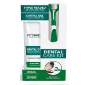 VETS BEST Set za oralnu negu pasa Dental Care Kit, Cetkica i gel za zube, Zelena