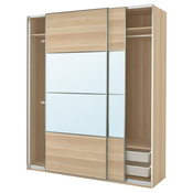 PAX / MEHAMN/AULI Kombinacija garderobera, belo b. im. hrastovine dvostrano/belo b. im. hrastovine ogledalo, 200x66x236 cm