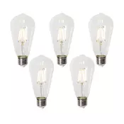 Komplet 5 E27 zatemnitvenih LED žarnic ST64 prozornih 5W 600 lm 2700K