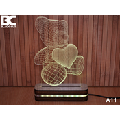 Black Cut 3D Lampa Meda i srce, RGB