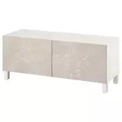 BESTA TV stalaža s vratima, bela Bergsviken/Stubbarp/bež, 120x42x48 cm