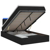 vidaXL Otomanska postelja z vzmetnico in LED Črna 120 x 200 cm Blago