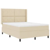 vidaXL vidaXL Postelja z vzmetnico z vzmetnico krema 140 x 190 cm blago, (5000125752)