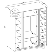 Garderobna omara Kaja 2 2F 3S - crna