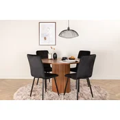 Venture Design Jedilna miza in stol set Bianca okrogla miza 110 cm stoli Windu Lyx 49x94x43 cm oreh črna
