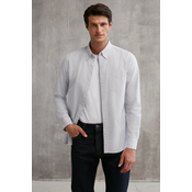 GRIMELANGE Cliff Mens 100% Cotton Pocket Oxford Gray / White Shirt