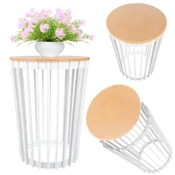 KADAX Okrogla klubska mizica, bela, minimalistična, višina 40 cm