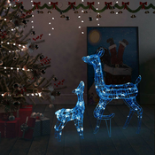 Akrilna obitelj sobova božicni ukras 160 LED plava