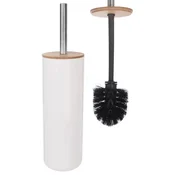 shumee WC ščetka s stojalom, bambus, bela, WHITNEY, 37 cm