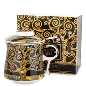 Porcelanasta skodelica za čaj z infuzerjem z motivom Gustava Klimta