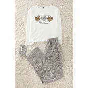 Trendyol Multicolored Cotton Leopard Patterned Heart Sleep Band Knitted Pajama Set