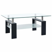 Stolic za kavu crno-prozirni 95 x 55 x 40 cm od kaljenog stakla