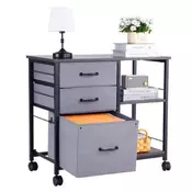 VEVOR omara za dokumente 3 predali 2 odpreni polici 75x40x68 cm rjava