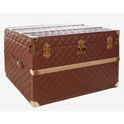 Casa Padrino luxury genuine leather suitcase brown / gold 100 cm - Made in Italy