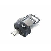 MICRO USB & USB DISK SANDISK 128GB ULTRADUAL, 3.0, srebrno-črn, drsni priključek