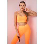 Striped top set with orange neon blouse
