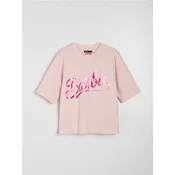Sinsay - Pamucna majica sa natpisom Barbie - pastelno roze