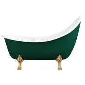 Casa Padrino Art Nouveau bathtub dark green/white/gold 180 cm - Freestanding retro style bathtub