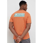Pamucna majica Columbia boja: narancasta, s tiskom