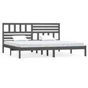 Vidaxl Posteljni okvir siv iz borovine 200x200 cm