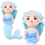 Plišasta igrača sirena s pletenim repom 32 cm - modra