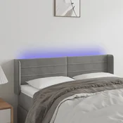 Vidaxl vidaXL Vzglavje postelje z LED svetlo sivo 147x16x78/88 cm žamet